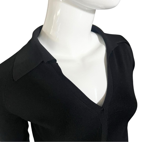 BOSS Hugo Boss Black Silk Blend Point-Collar Deep V-Neck Top - Small - Picture 3 of 12